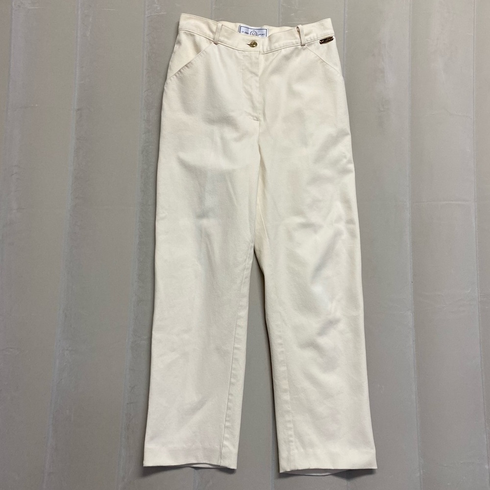 St. John Sport Women’s Pants Marie Gray High Waisted Straight Leg Cream Designer